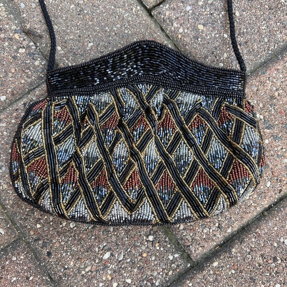 None Handbags - Beaded Geometric Evening Clutch